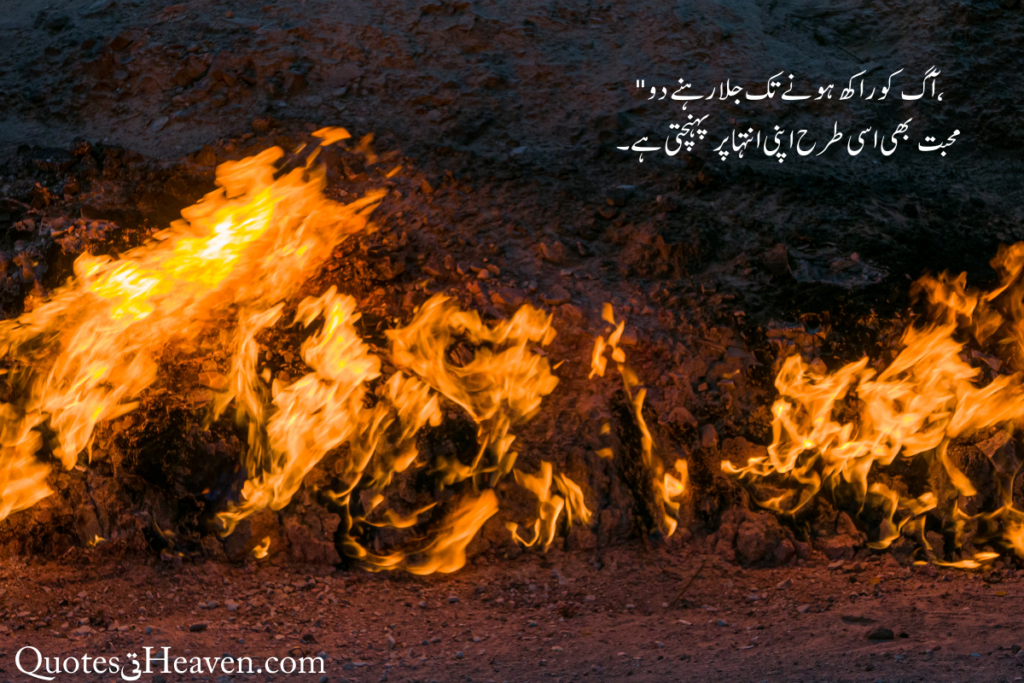آگ کو راکھ ہونے تک جلا رہنے دو" محبت بھی اسی طرح اپنی انتہا پر پہنچتی ہے۔